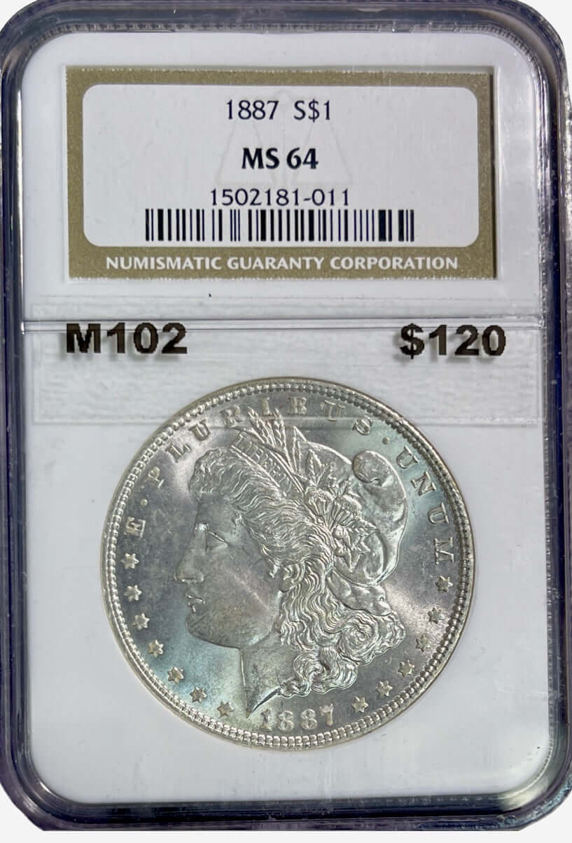 1887 $1 Morgan Silver Dollar NGC MS64 Graded - Gold Xchange