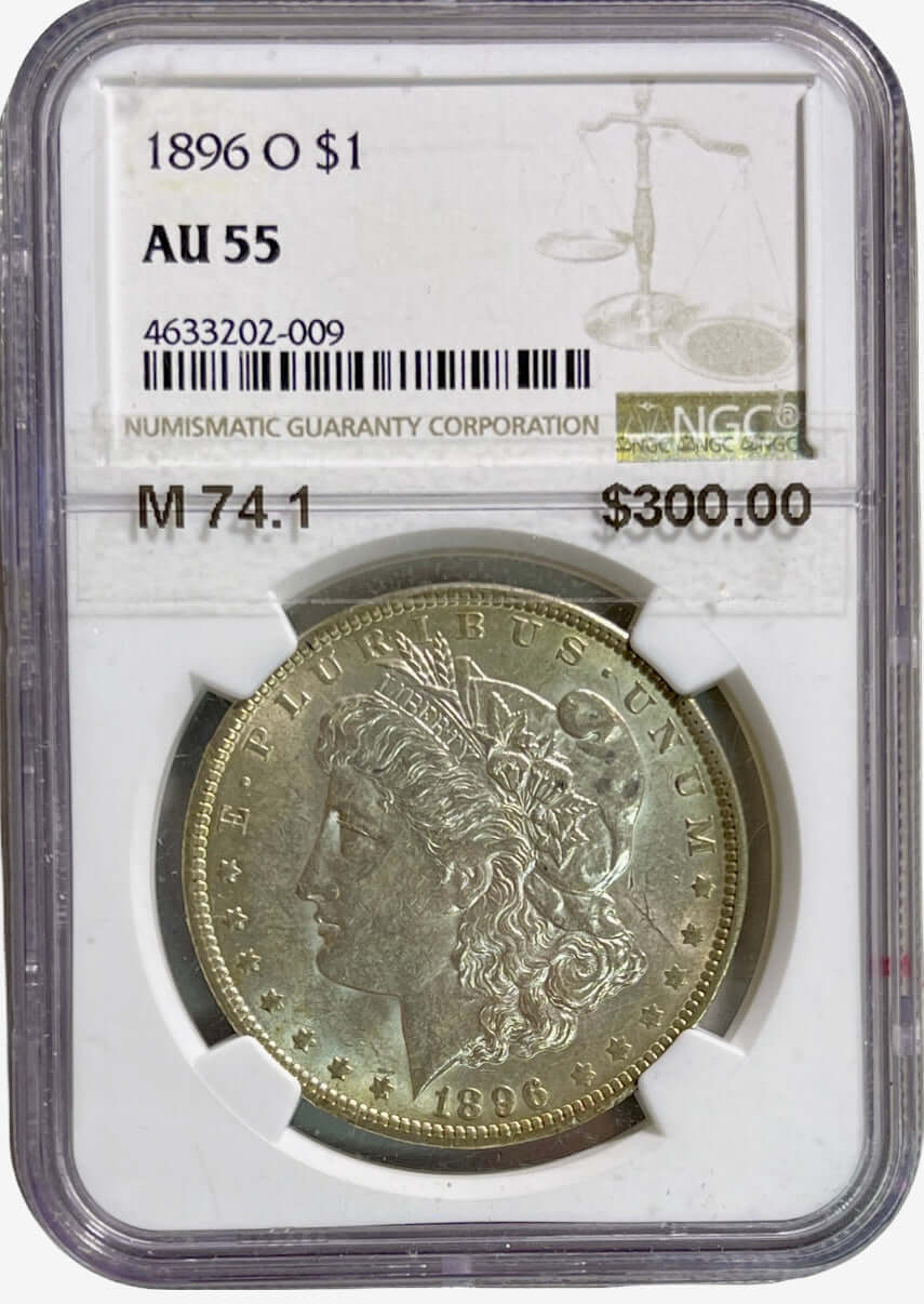 1896-O $1 Morgan Silver Dollar NGC AU55 Graded - Gold Xchange
