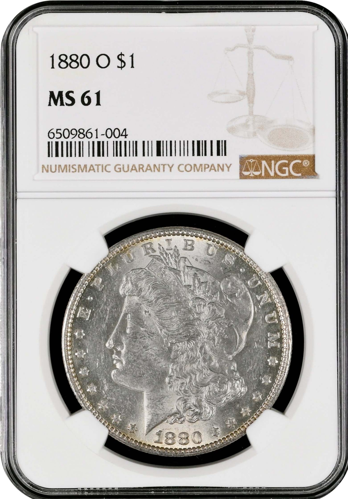 The Morgan dollar is a United States dollar coin minted from 1878 to 1904, in 1921, and beginning again in 2021 as a collectible. It was the first standard silver dollar minted since the passage of the Coinage Act of 1873, which ended the free coining of