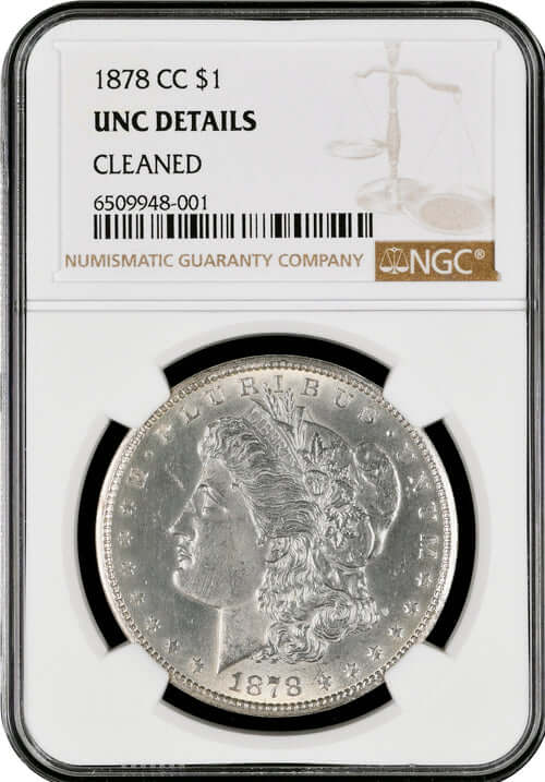 1878 CC $1 Morgan Silver Dollar NGC UNC DETAILS CLEANED - Gold Xchange