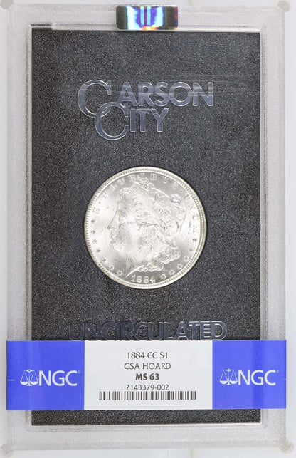 1884 CC $1 GSA HOARD Morgan Silver Dollar NGC MS63 Graded - Gold Xchange