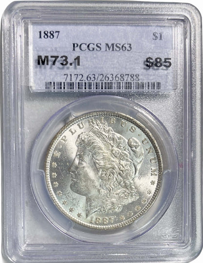 1887 $1 Morgan Silver Dollar PCGS MS63 Graded - Gold Xchange