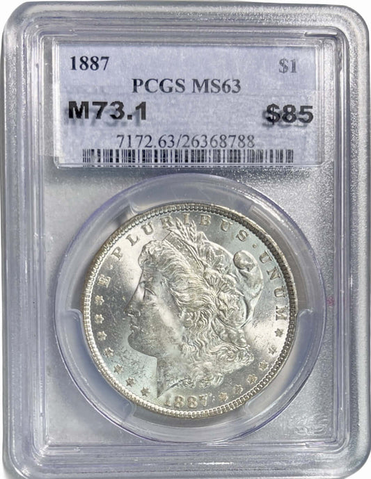 1887 $1 Morgan Silver Dollar PCGS MS63 Graded - Gold Xchange