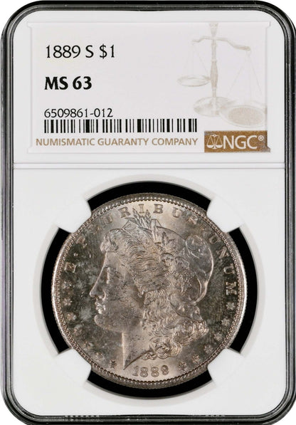 1889 S $1 Morgan Silver Dollar NGC MS63 - Gold Xchange
