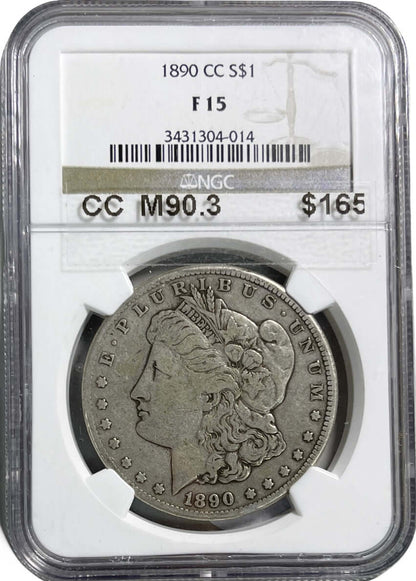 1890 CC $1 Morgan Silver Dollar NGC Graded F15 - Gold Xchange