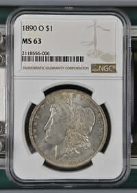 1890 O $1 Morgan Silver Dollar NGC MS63 GRADED - Gold Xchange