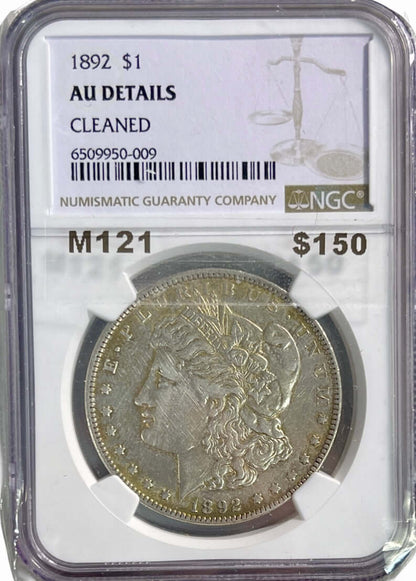 1892 $1 Morgan Silver Dollar NGC AU Details Cleaned - Gold Xchange