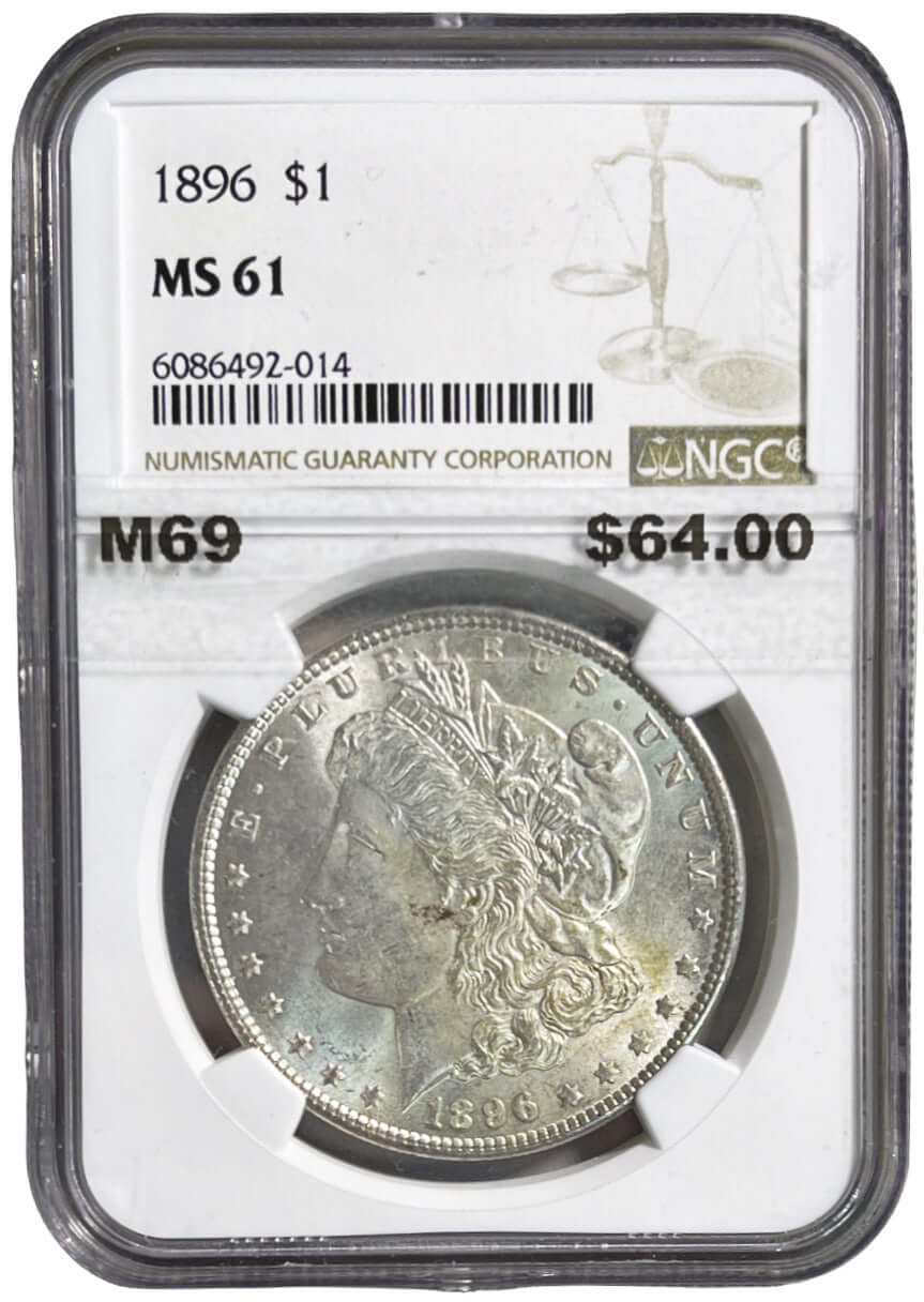 1896 $1 Morgan Silver Dollar NGC MS61 - Gold Xchange