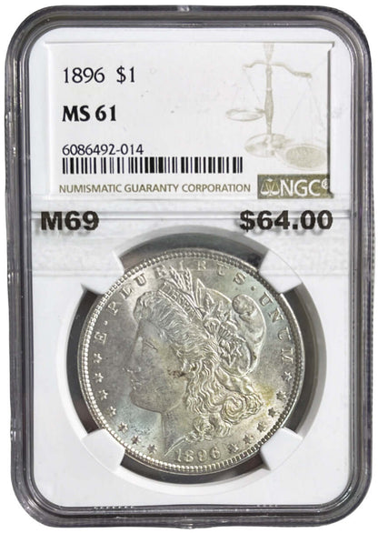 1896 $1 Morgan Silver Dollar NGC MS61 - Gold Xchange