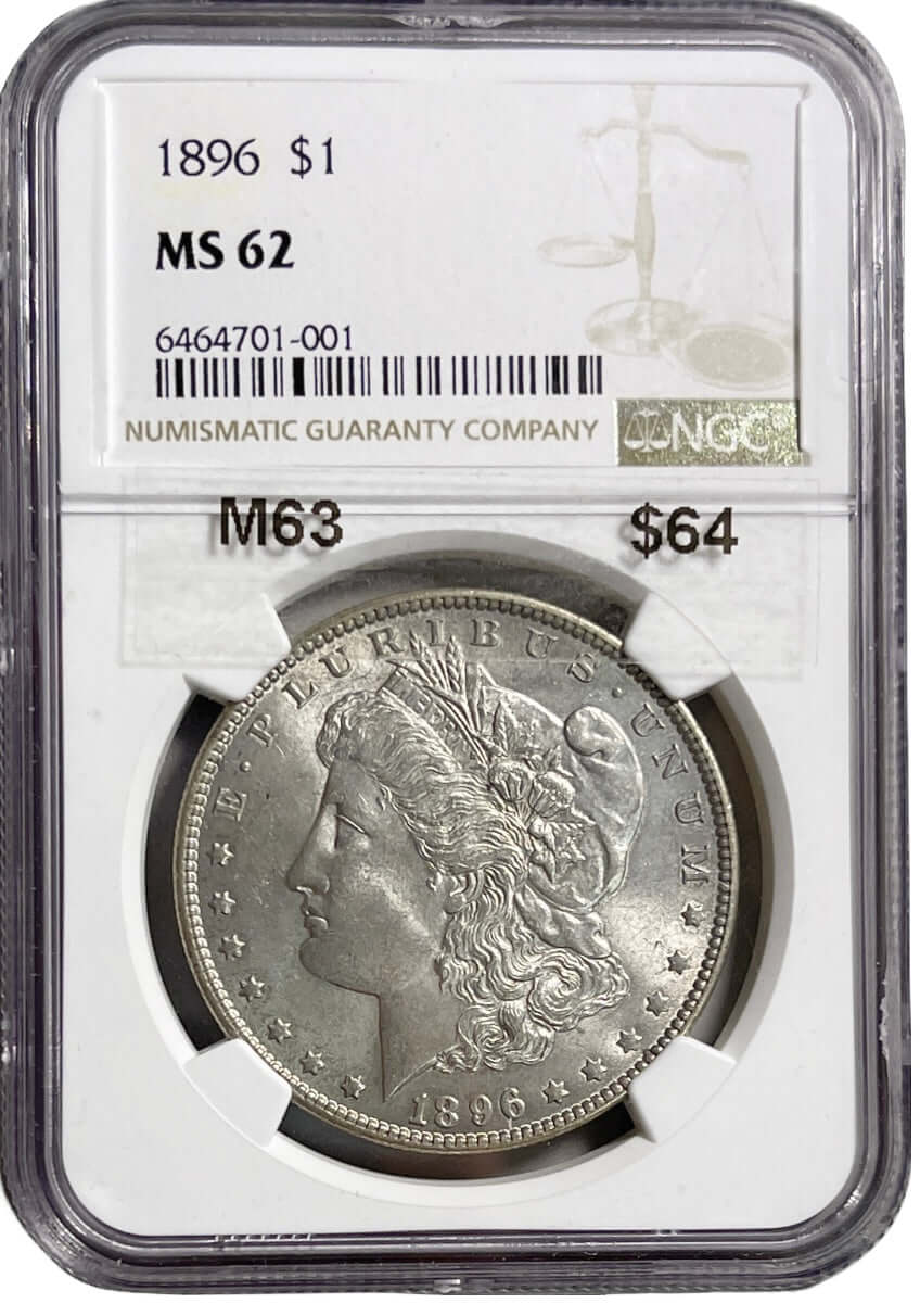 1896 $1 Morgan Silver Dollar NGC MS62 Graded - Gold Xchange