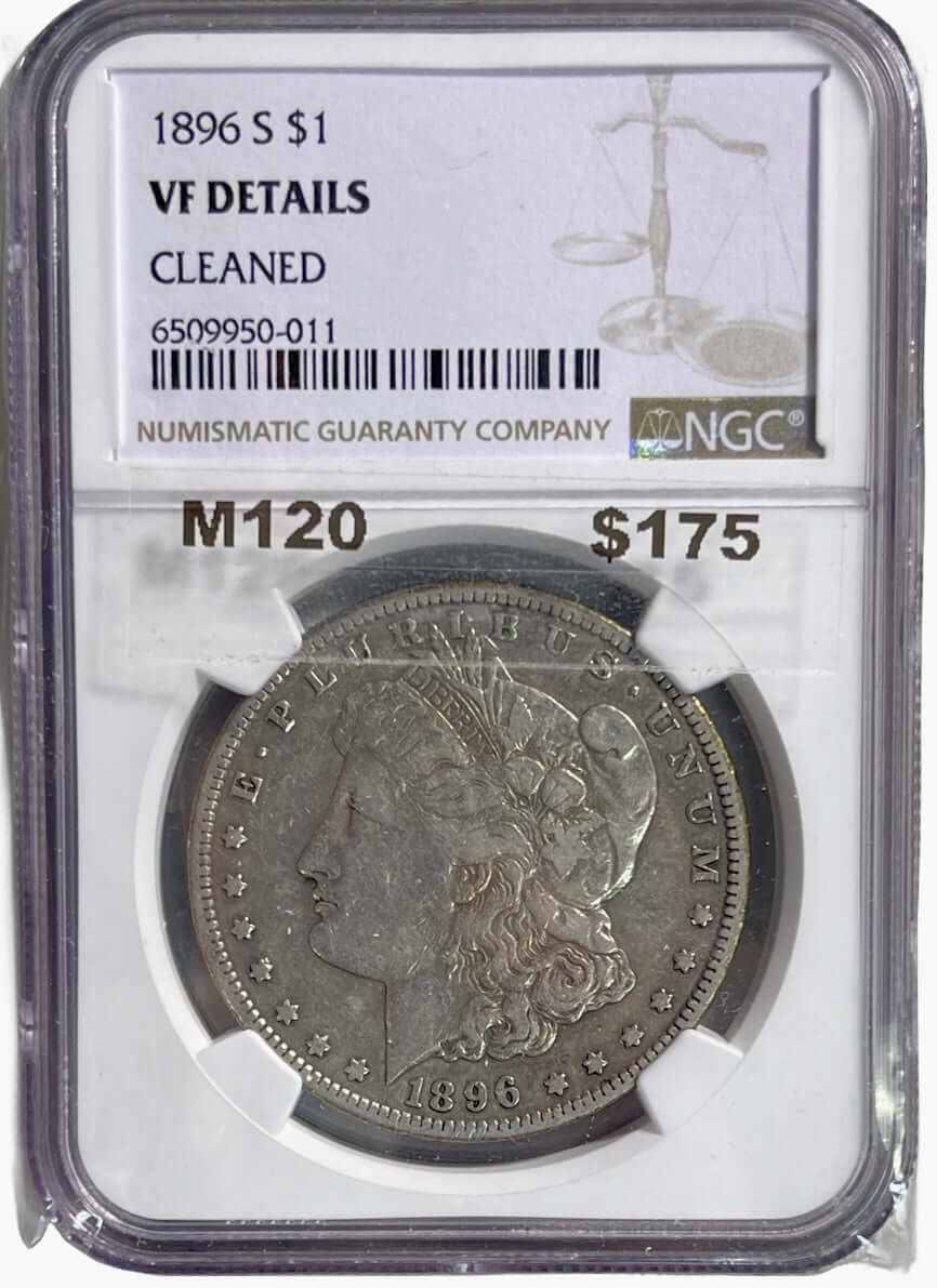 1896-S $1 Morgan Silver Dollar NGC Cleaned - Gold Xchange